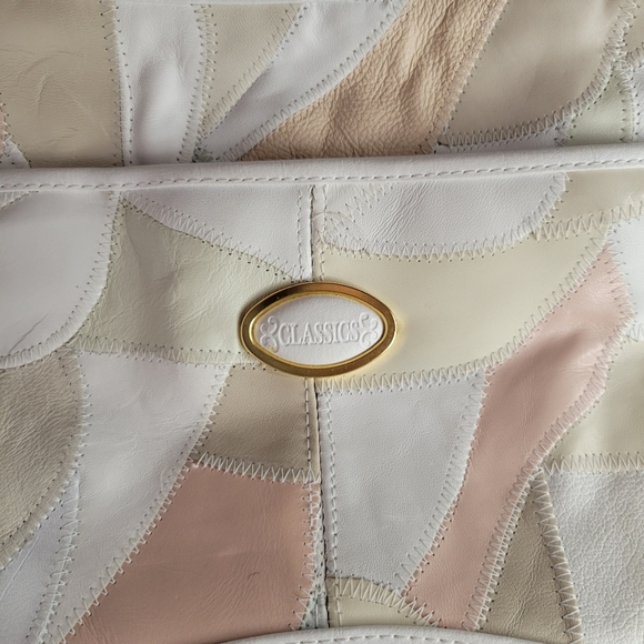 Pastel and White Leather patchwork purse. Vintage 80s leather purse. Classics. - Picture 9 of 9